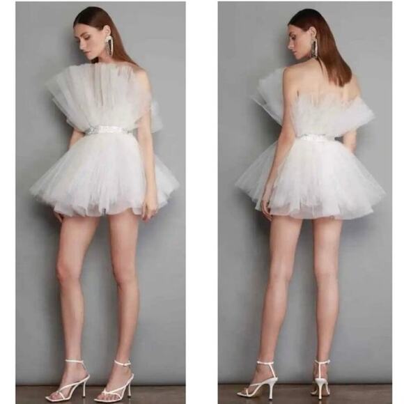 NWT Bronx and Banco Tulle Mini Anna Blanc Dress Medium - Picture 1 of 10